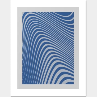 Aesthetic Blue - Modern Abstract Wavy Line Posters and Art